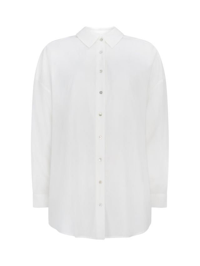 Mint Velvet Longline Buttoned Shirt, Ivory, XS