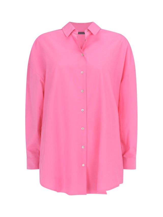 Mint Velvet Oversized Collared Shirt, Pink, XS