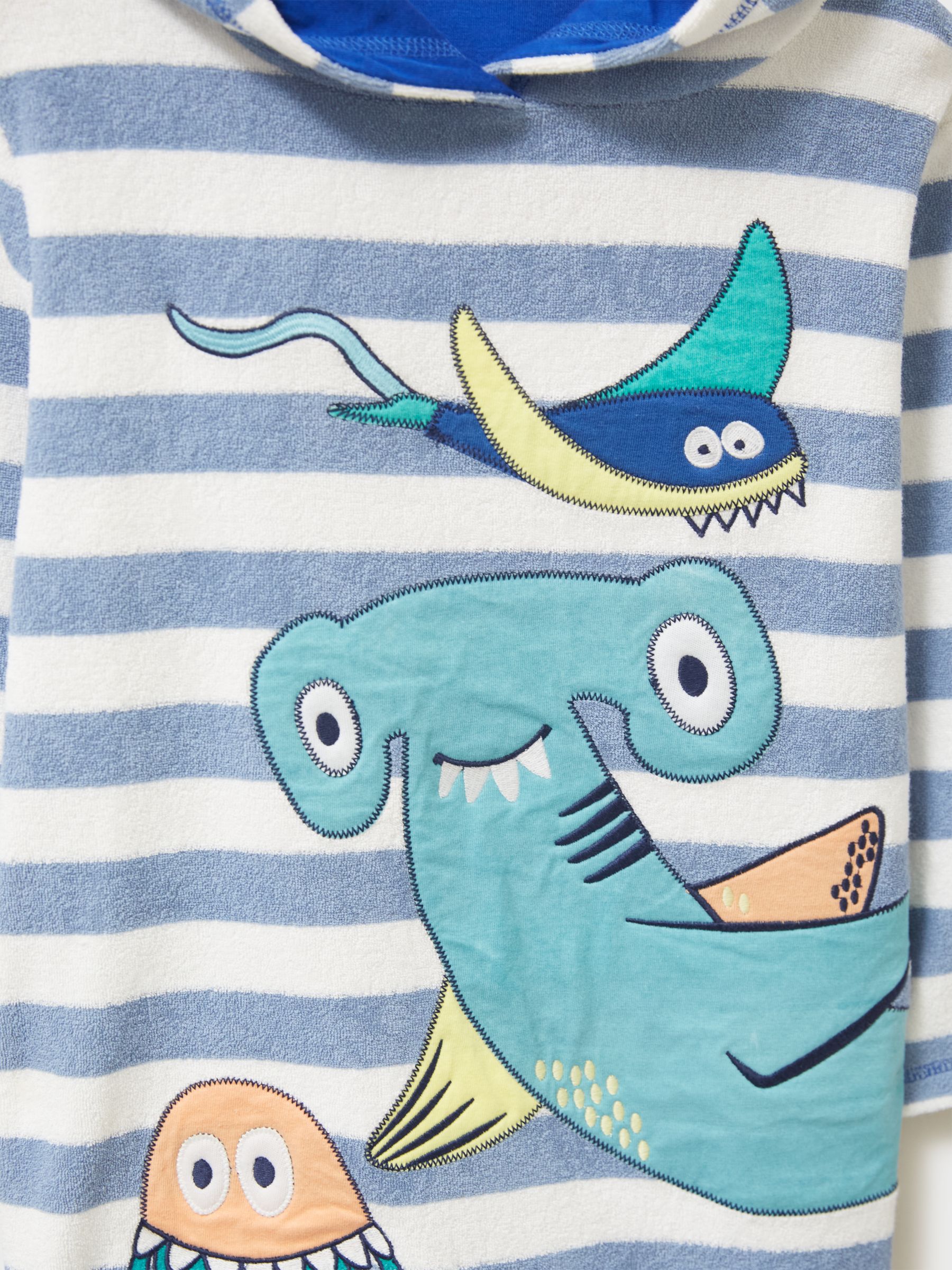 Crew Clothing Kids' Fish Towel Cover Up, Mid Blue at John Lewis & Partners