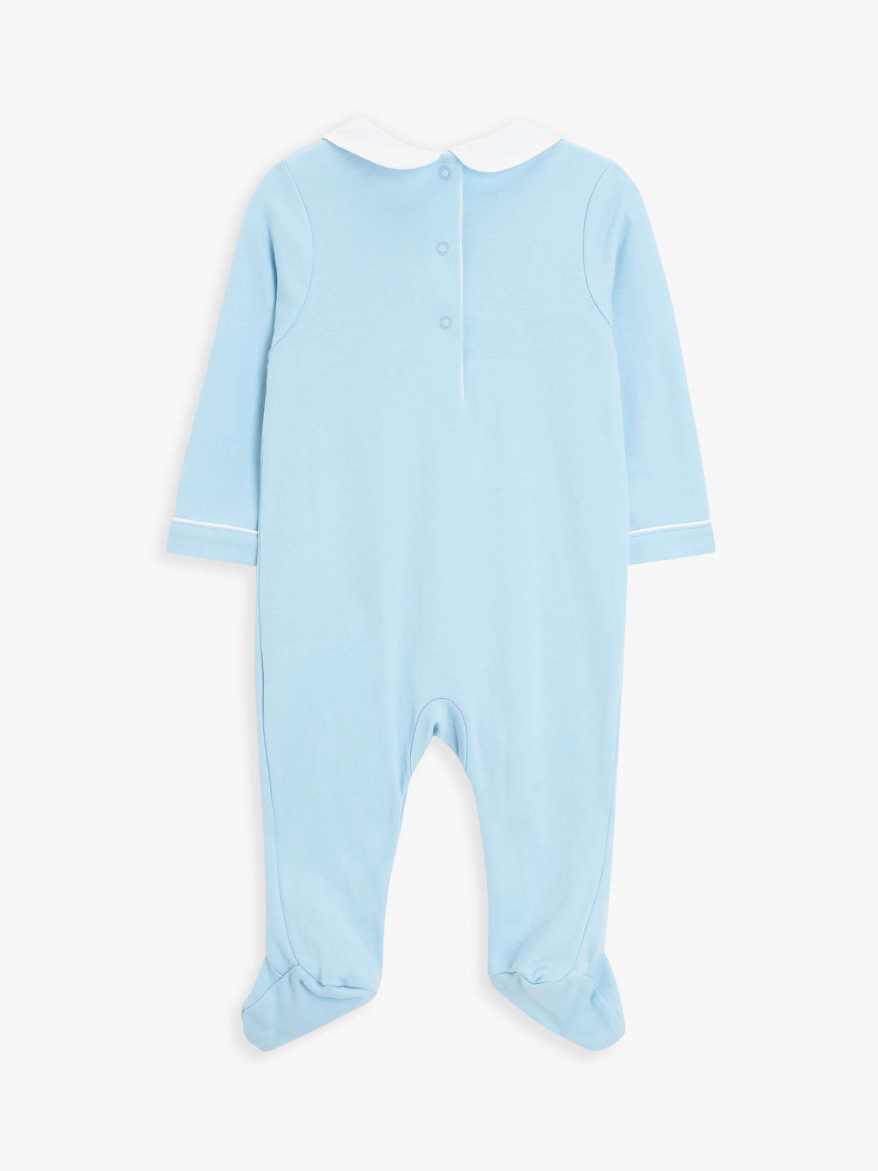 Buy John Lewis Heirloom Collection Baby Pima Cotton Smocked Sleepsuit, Blue Online at johnlewis.com
