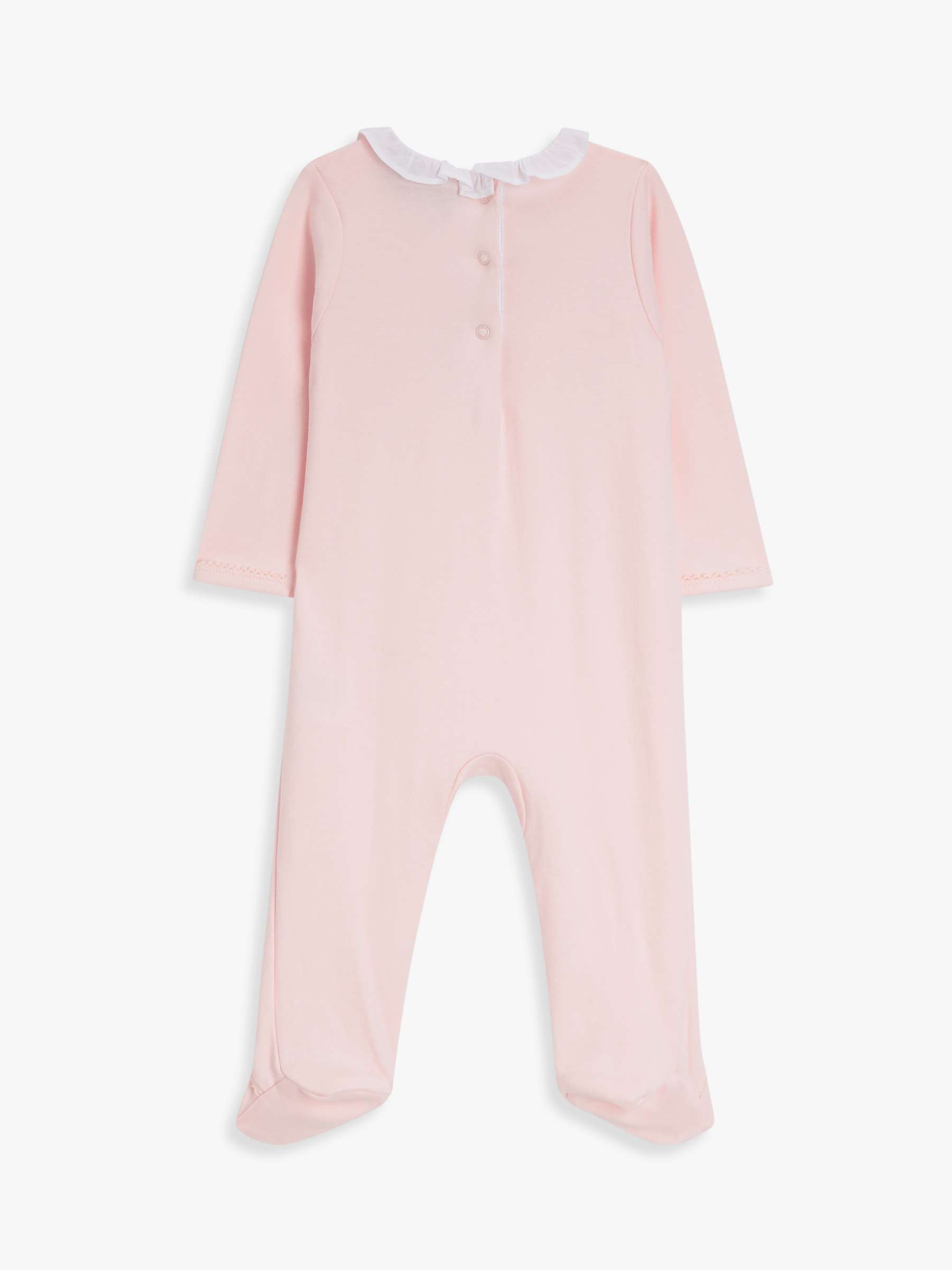 Buy John Lewis Heirloom Collection Baby Pima Cotton Frill Smocked Sleepsuit, Pink Online at johnlewis.com