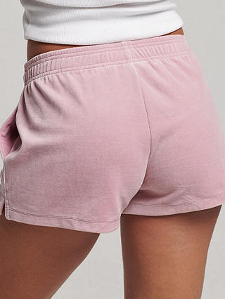 Superdry Logo Velour Shorts, Everglow Pink