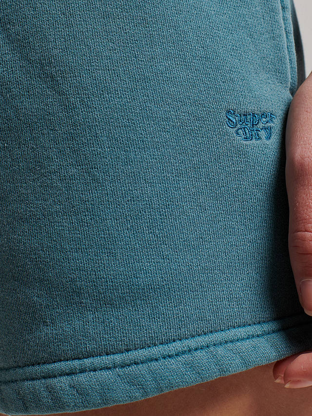 Superdry Logo Velour Shorts, Hydro Dark Turquoise