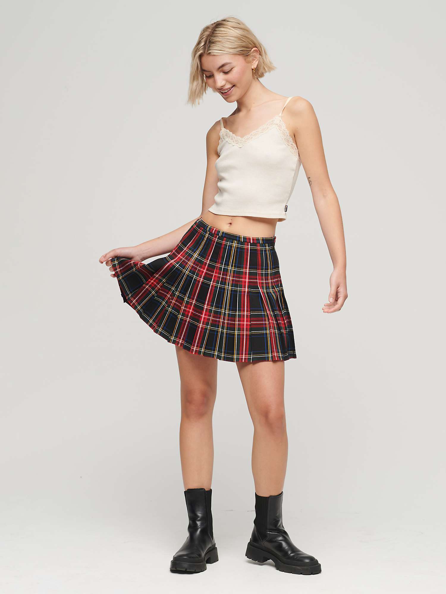 Buy Superdry Check Mini Skirt, Navy Check Online at johnlewis.com