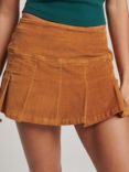 Superdry Vintage Pleated Cord Mini Skirt, Caramel Café