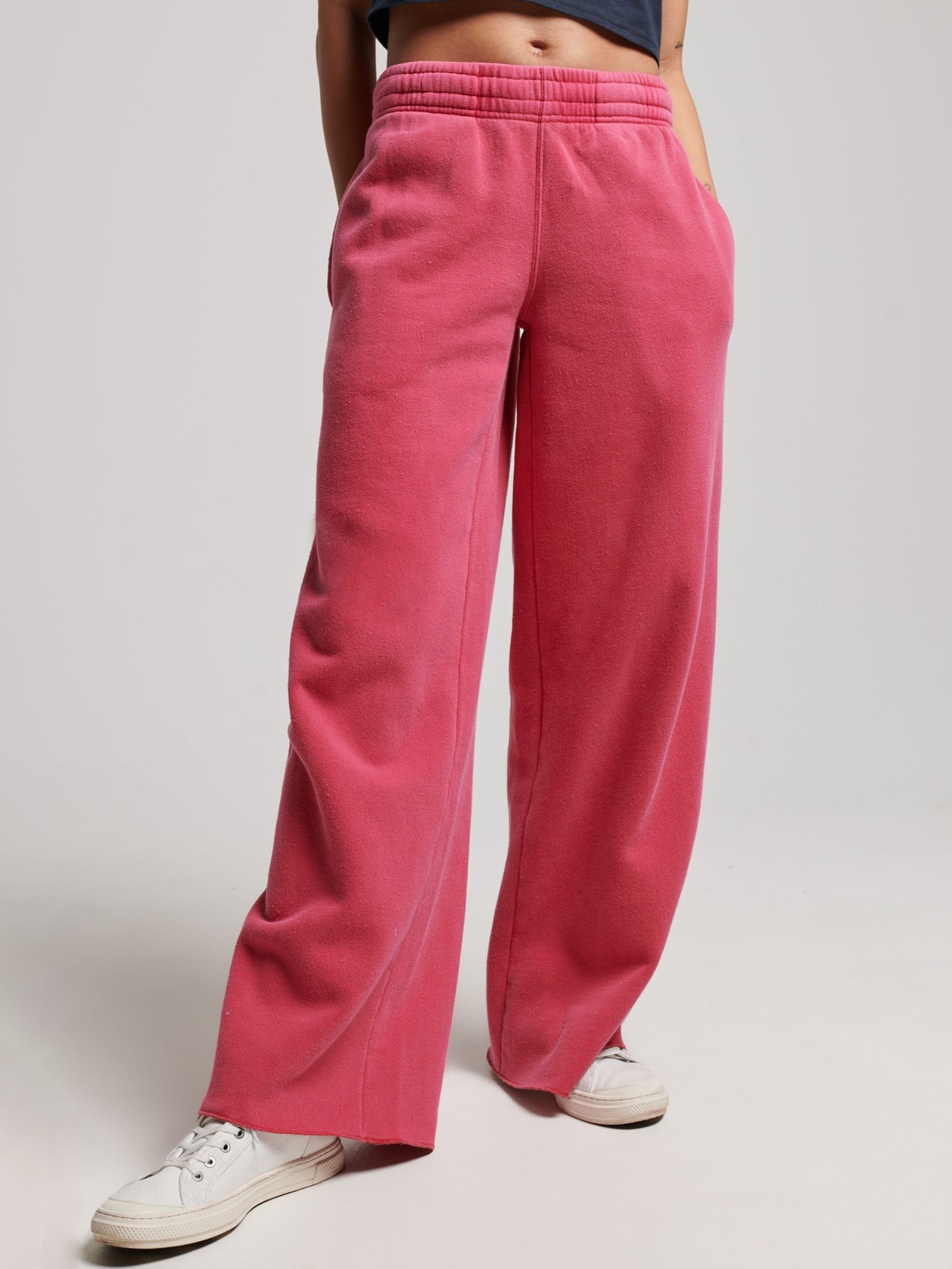 Superdry Washed Straight Leg Joggers, Beetroot Pink at John Lewis ...
