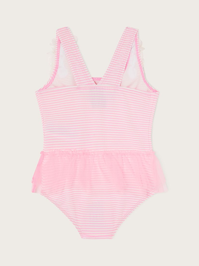 Monsoon Baby Skirted Seersucker Swimsuit, Pink at John Lewis & Partners