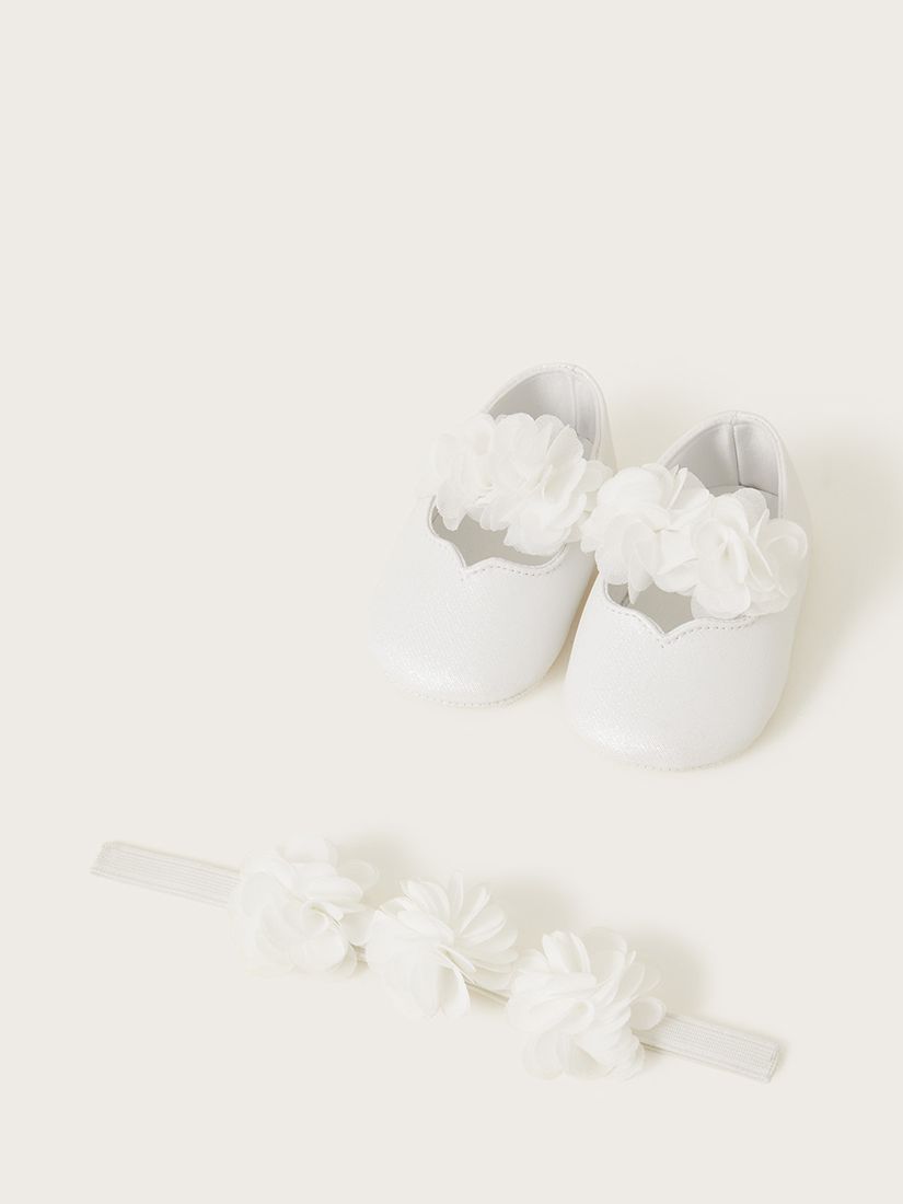 Monsoon Baby Corsage Bando & Bootie Set, Ivory, 6-12 months