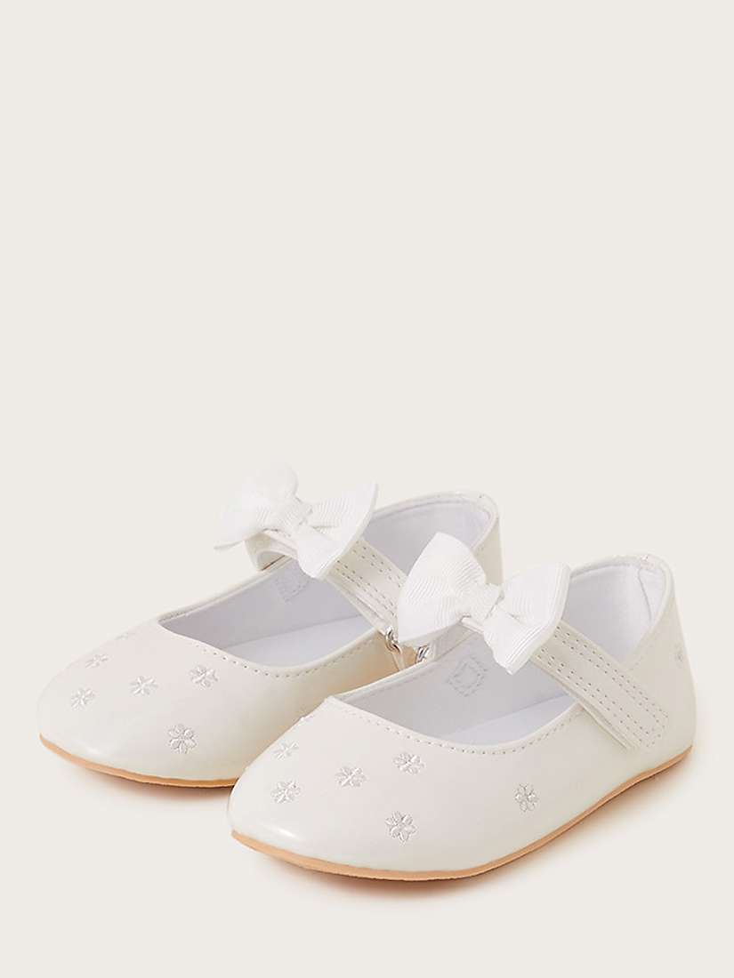 Buy Monsoon Baby Patent Daisy Walkers, Ivory Online at johnlewis.com