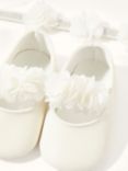 Monsoon Baby Corsage Bando & Bootie Set, Ivory/Silver