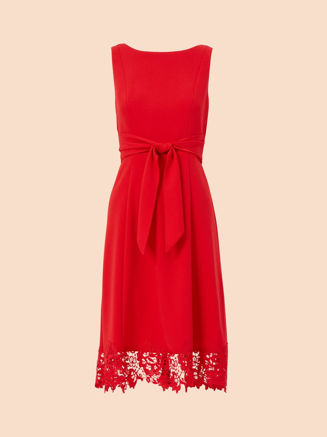 Adrianna Papell Knit Crepe Lace Midi Dress, Cherry Bliss, 6