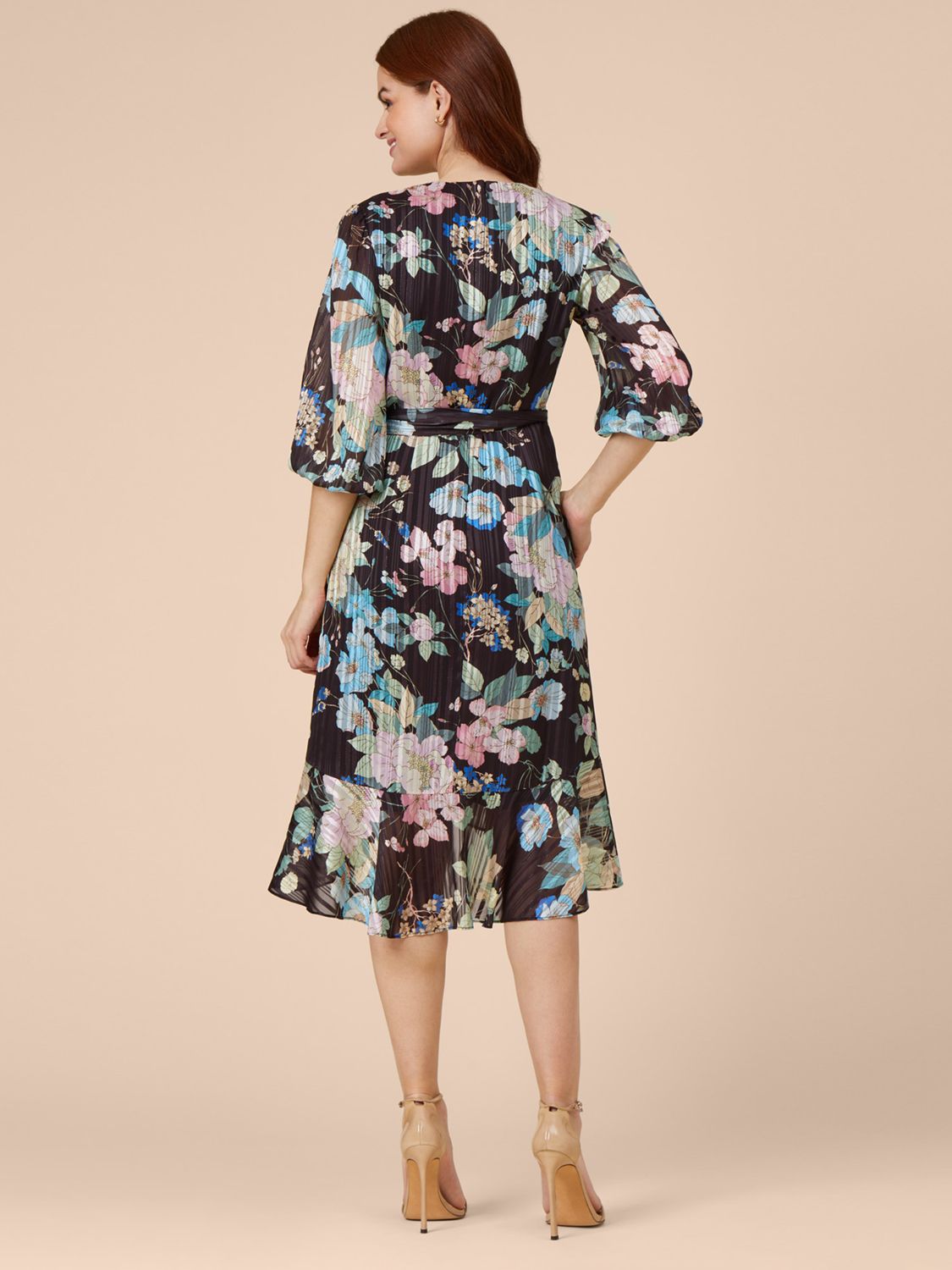 Buy Adrianna Papell Floral Chiffon Wrap Dress, Black/Multi Online at johnlewis.com