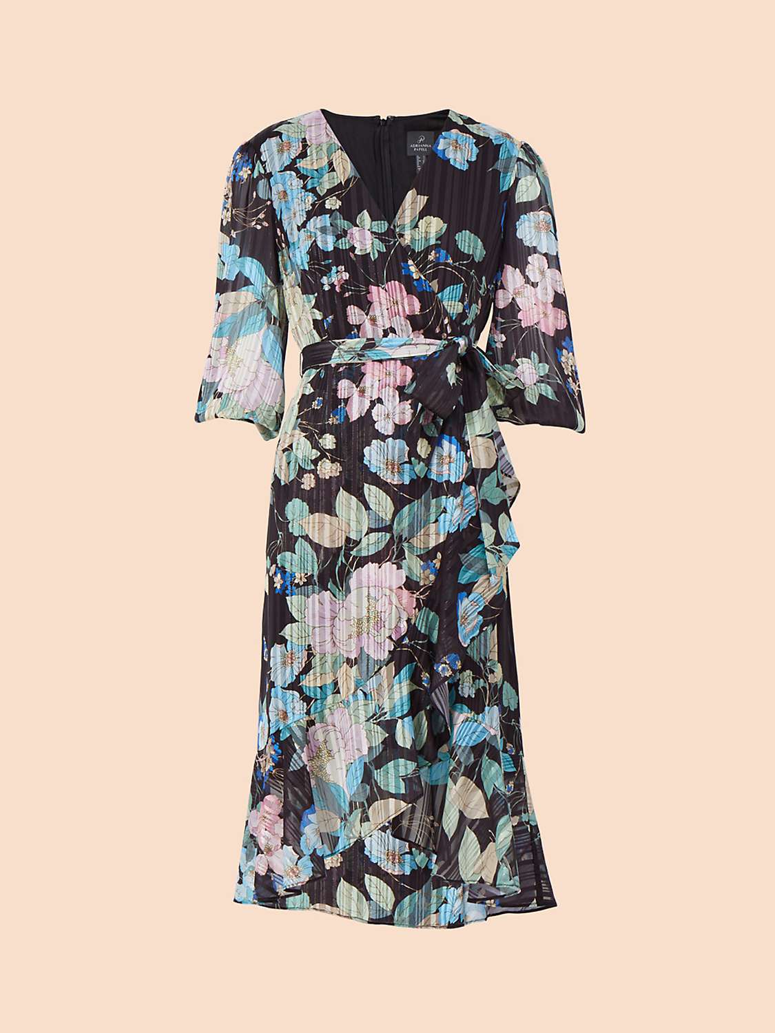Buy Adrianna Papell Floral Chiffon Wrap Dress, Black/Multi Online at johnlewis.com