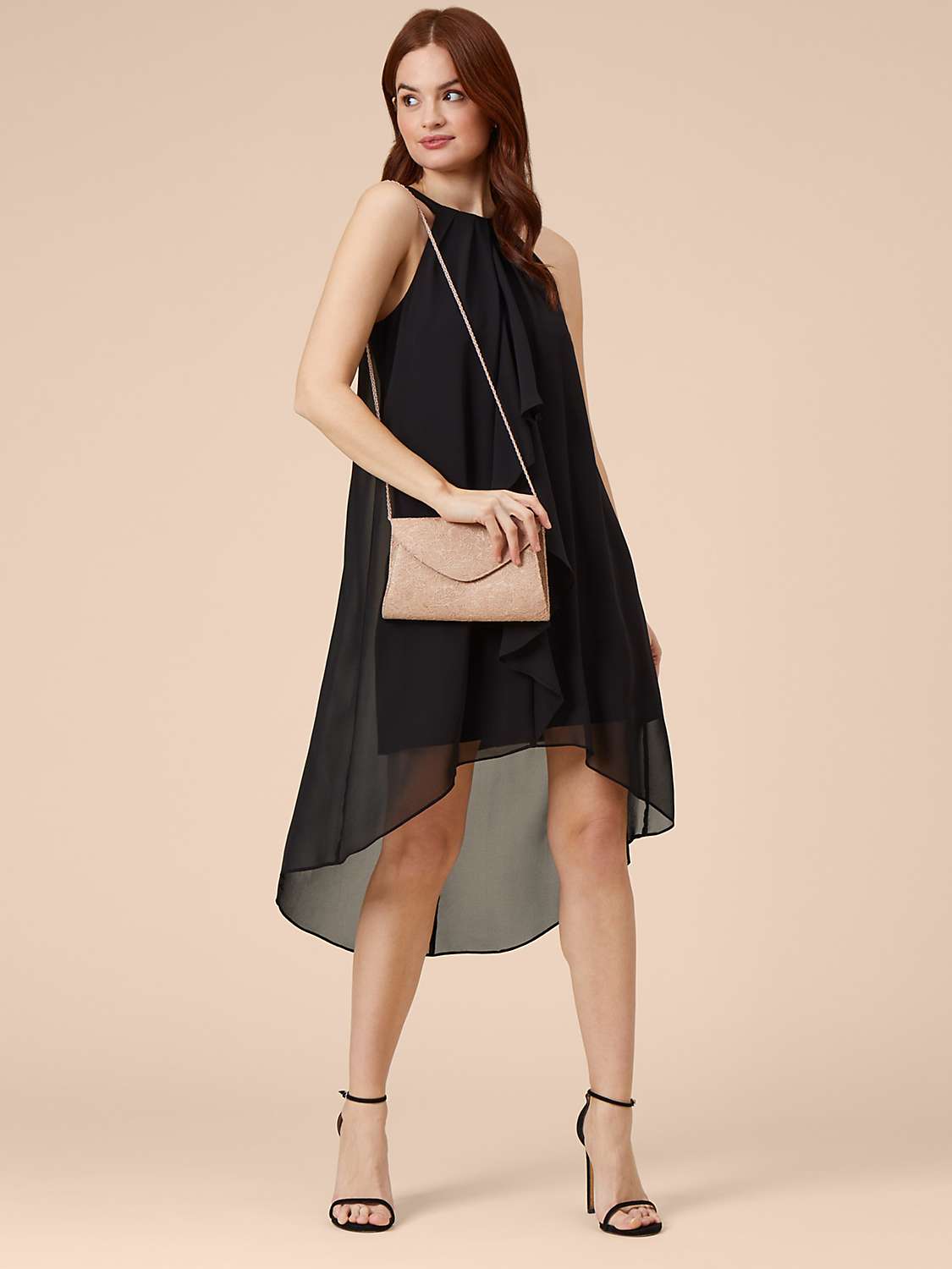 Buy Adrianna Papell Halterneck Midi Chiffon Dress, Black Online at johnlewis.com