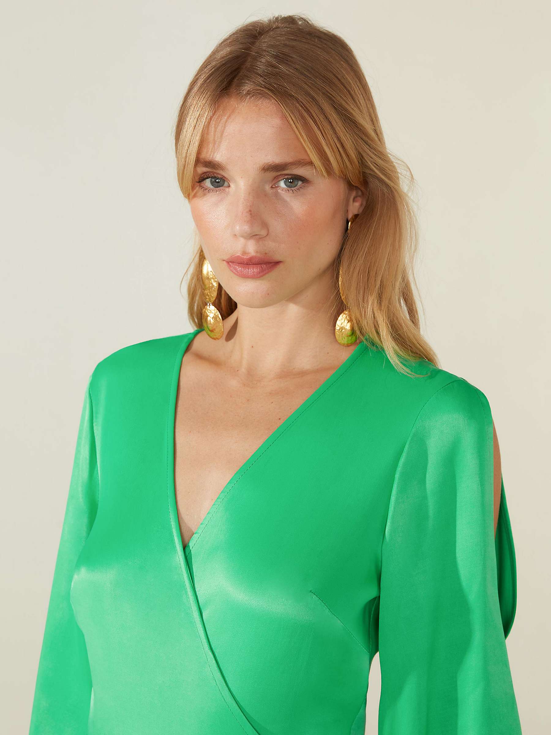 Buy Ro&Zo Satin Cold Shoulder Wrap Dress, Green Online at johnlewis.com