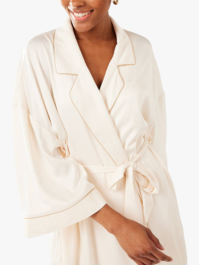 Chelsea Peers Satin Dressing Gown, Off White