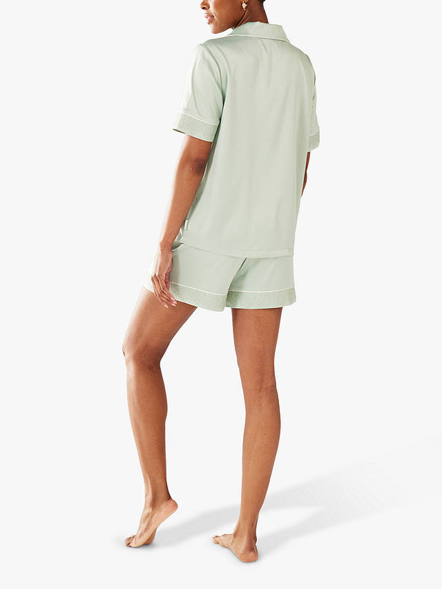 Chelsea Peers Satin Classic Pyjama Shorts Set, Green