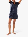 Chelsea Peers Satin Classic Pyjama Shorts Set, Navy