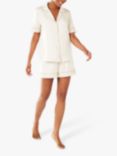 Chelsea Peers Satin Classic Pyjama Shorts Set, Off White