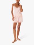Chelsea Peers Satin Lace Pyjama Shorts Set, Pink