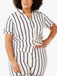 Chelsea Peers Curve Organic Cotton Stripe Short Pyjama Set, Blue