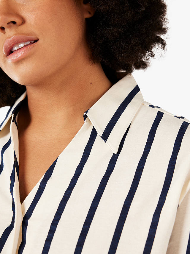 Chelsea Peers Curve Organic Cotton Stripe Short Pyjama Set, Blue