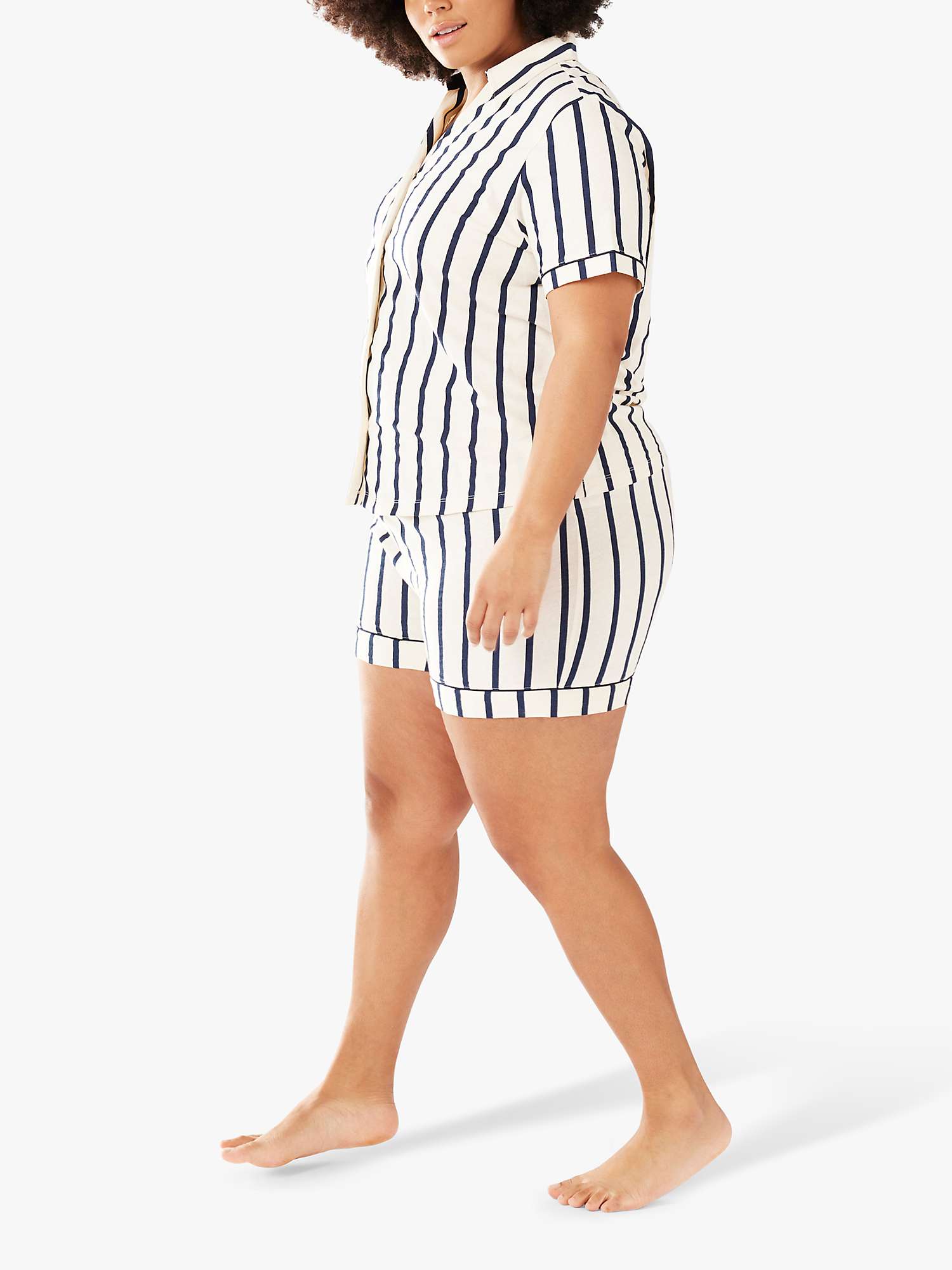 Buy Chelsea Peers Curve Organic Cotton Stripe Short Pyjama Set, Blue Online at johnlewis.com