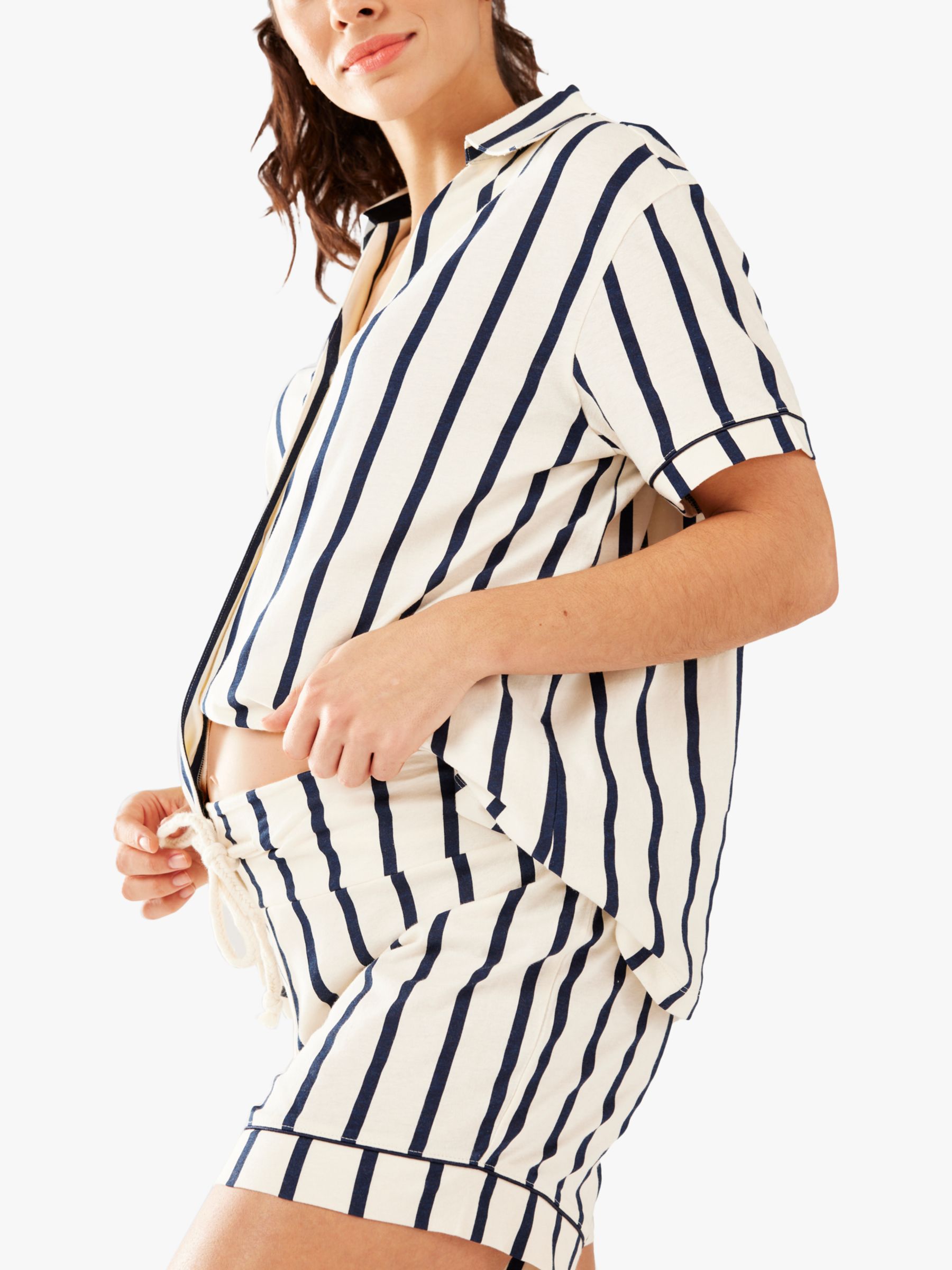 Buy Chelsea Peers Maternity Organic Cotton Striped Pyjamas, Navy/White Online at johnlewis.com