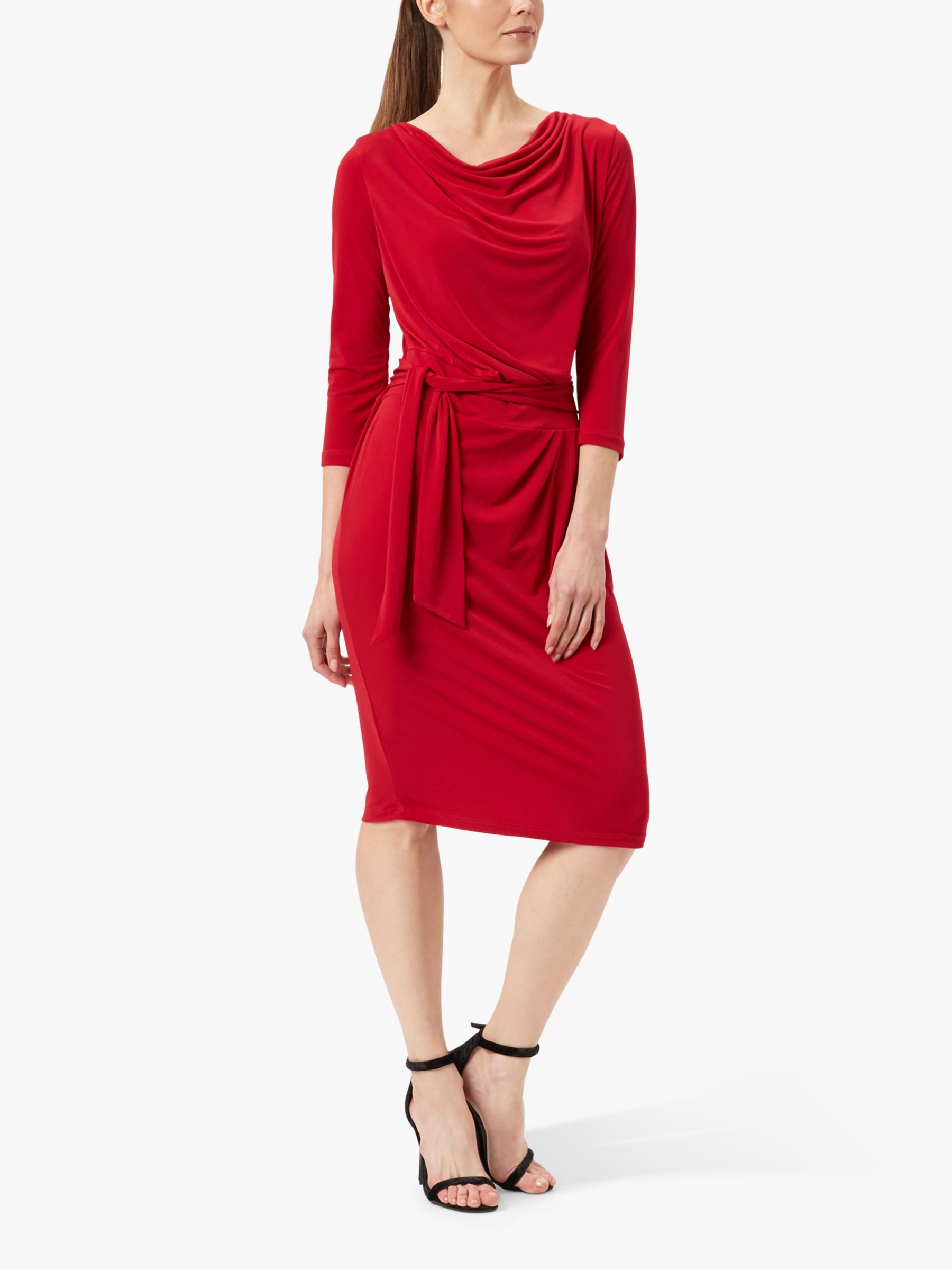 James Lakeland Ruched Belted Dress, Red at John Lewis & Partners