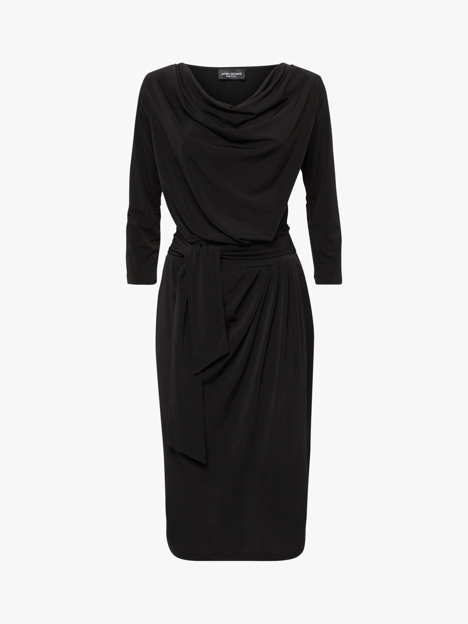James Lakeland Ruched Belted Dress, Black at John Lewis & Partners