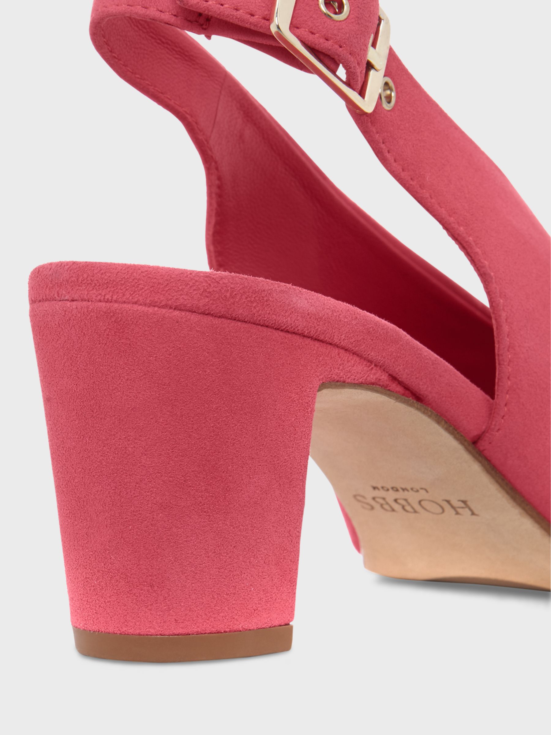 Hobbs Kali Suede Heel Sandals Bright Geranium at John Lewis