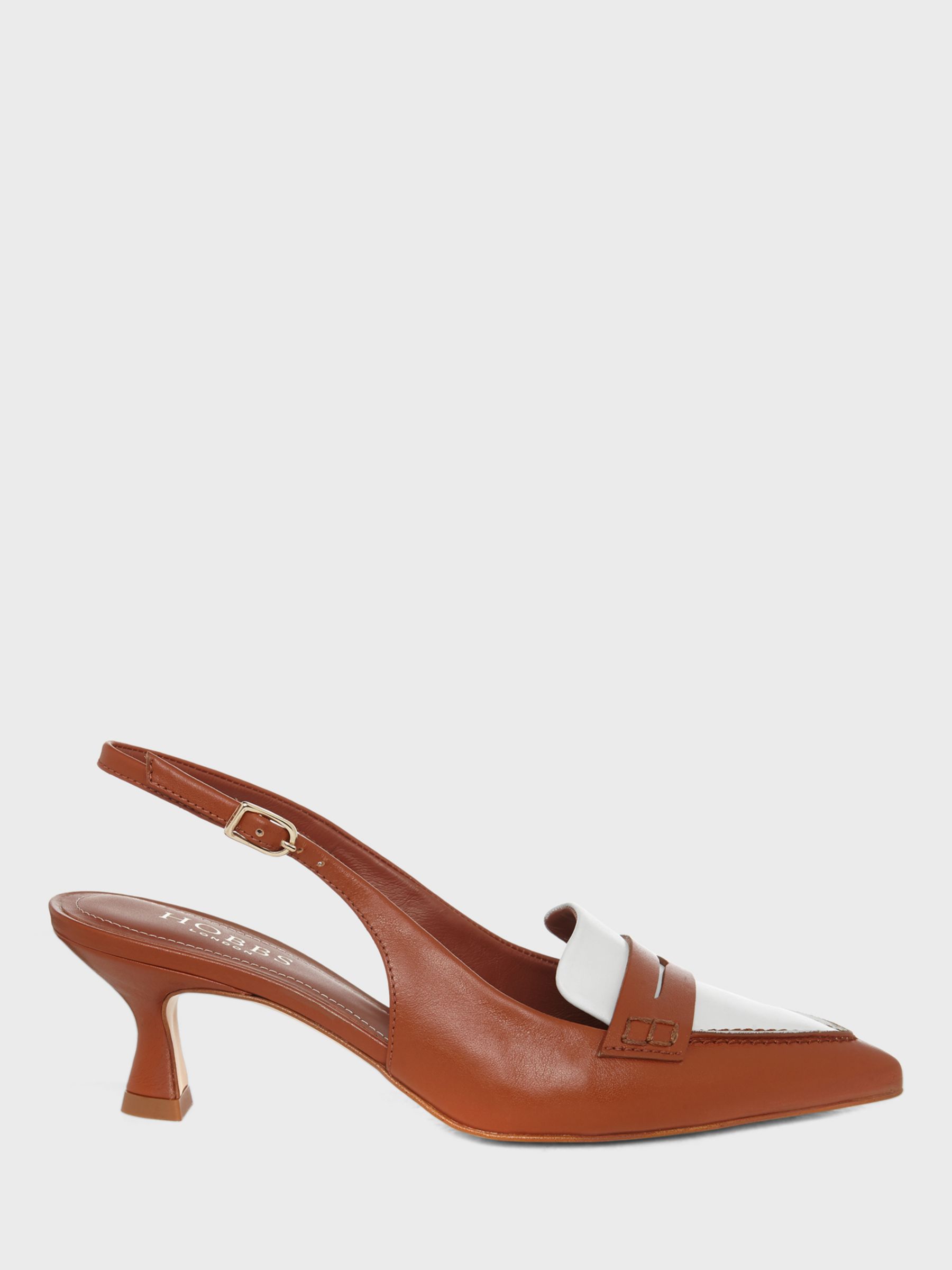 Hobbs Mischa Slingback Leather Court Shoes, Tan Ivory at John Lewis ...