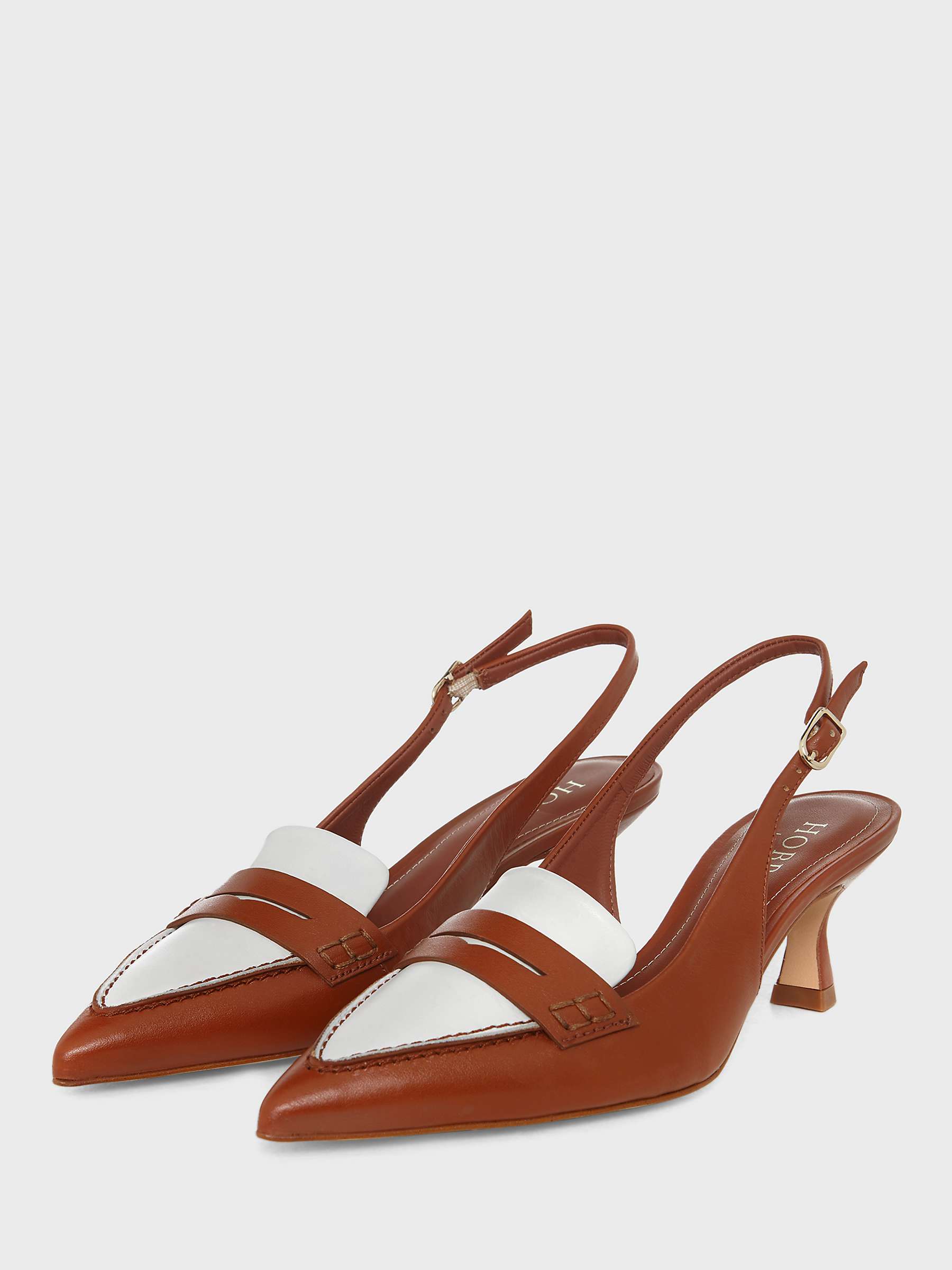 Buy Hobbs Mischa Slingback Leather Court Shoes, Tan Ivory Online at johnlewis.com