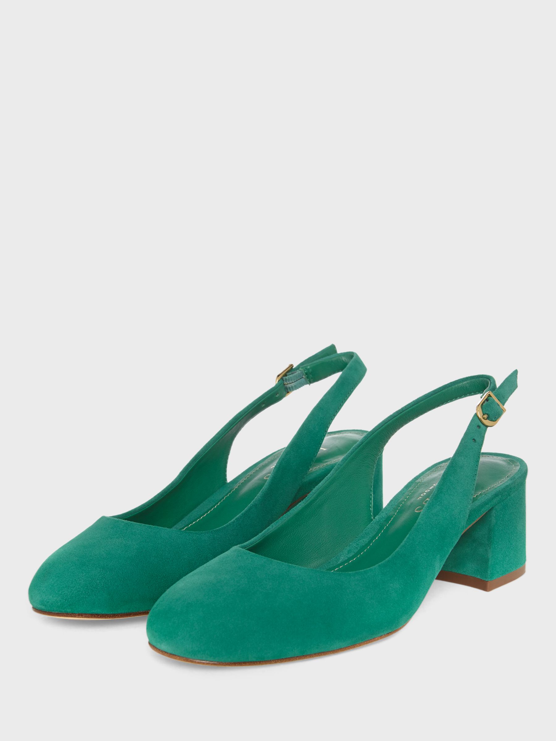 Hobbs Hannah Suede Slingback Court Shoes, Meadow Green, 3