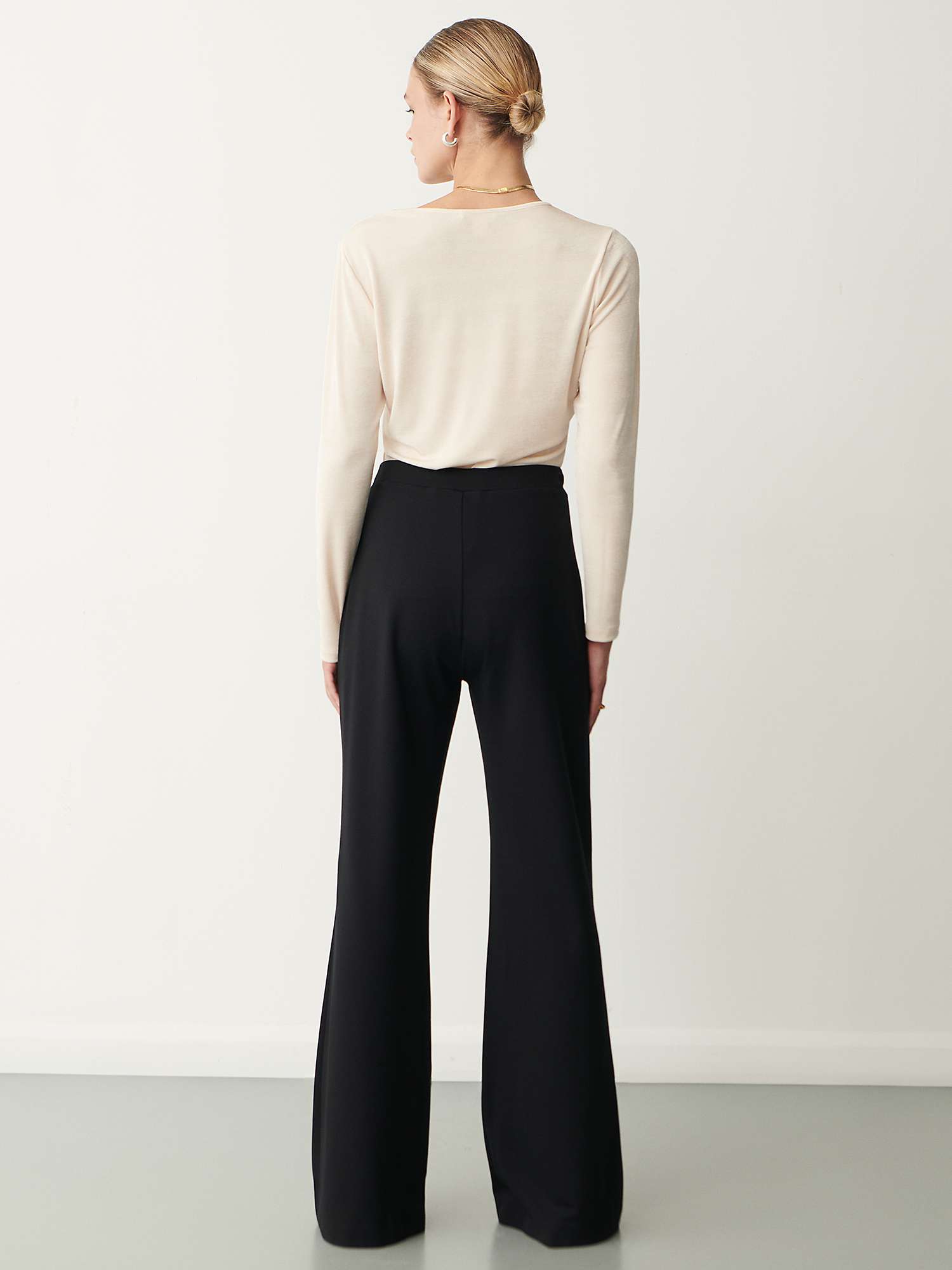 Finery Reyna Flared Trousers, Black at John Lewis & Partners
