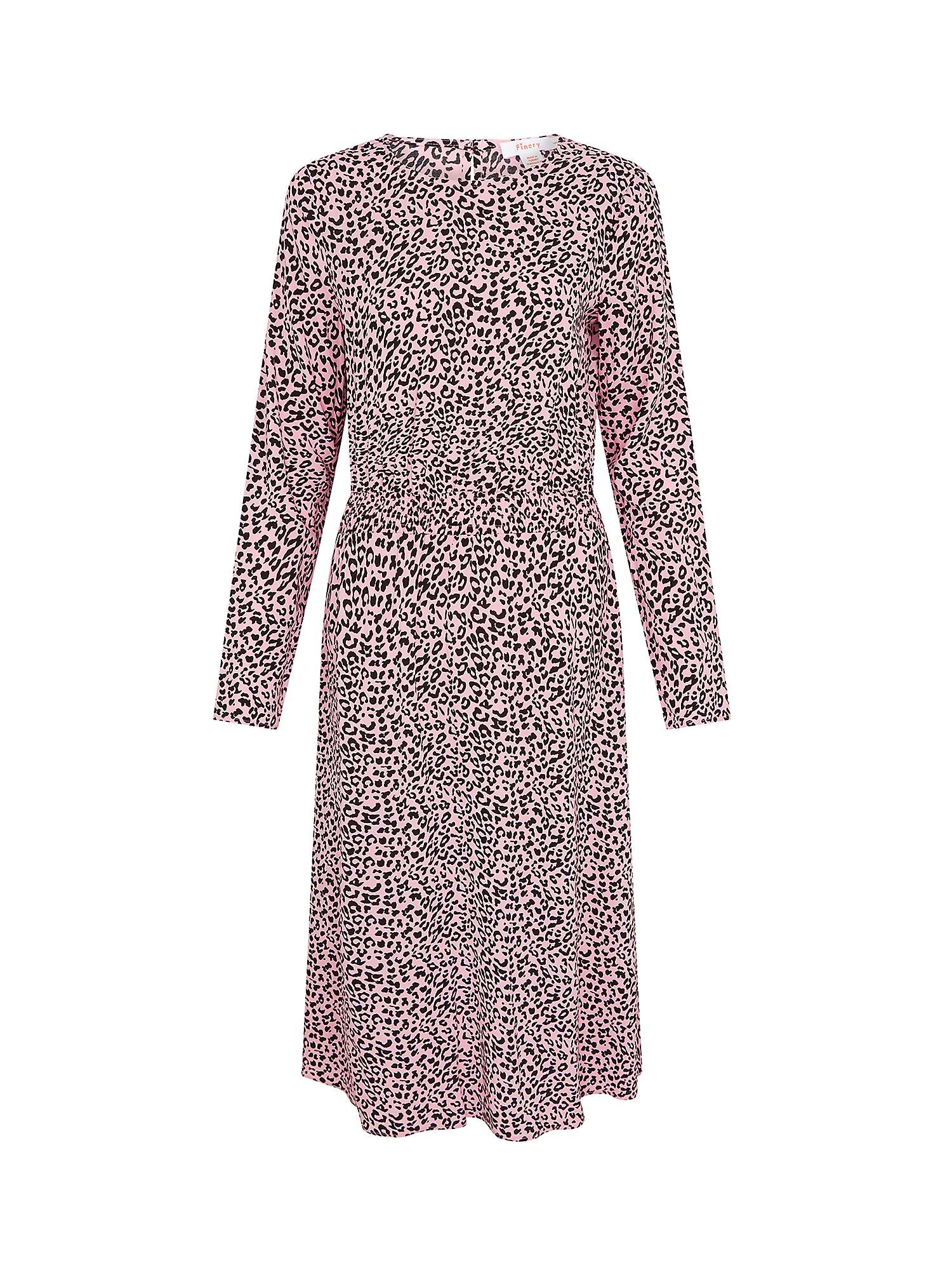 Finery Theo Animal Print Midi Dress, Pink at John Lewis & Partners