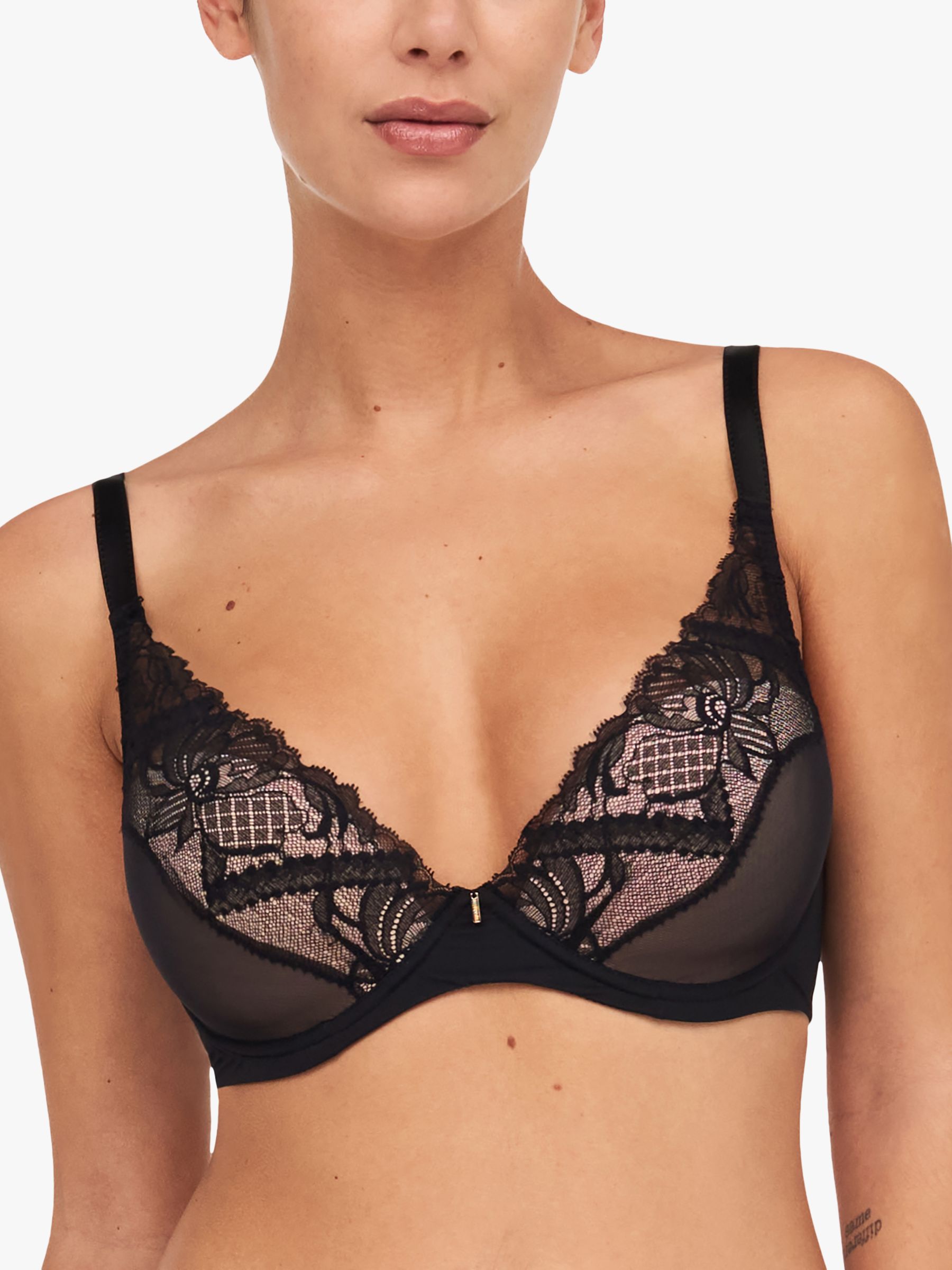 Wacoal Embrace Lace Underwired Plunge Bra, Black at John Lewis