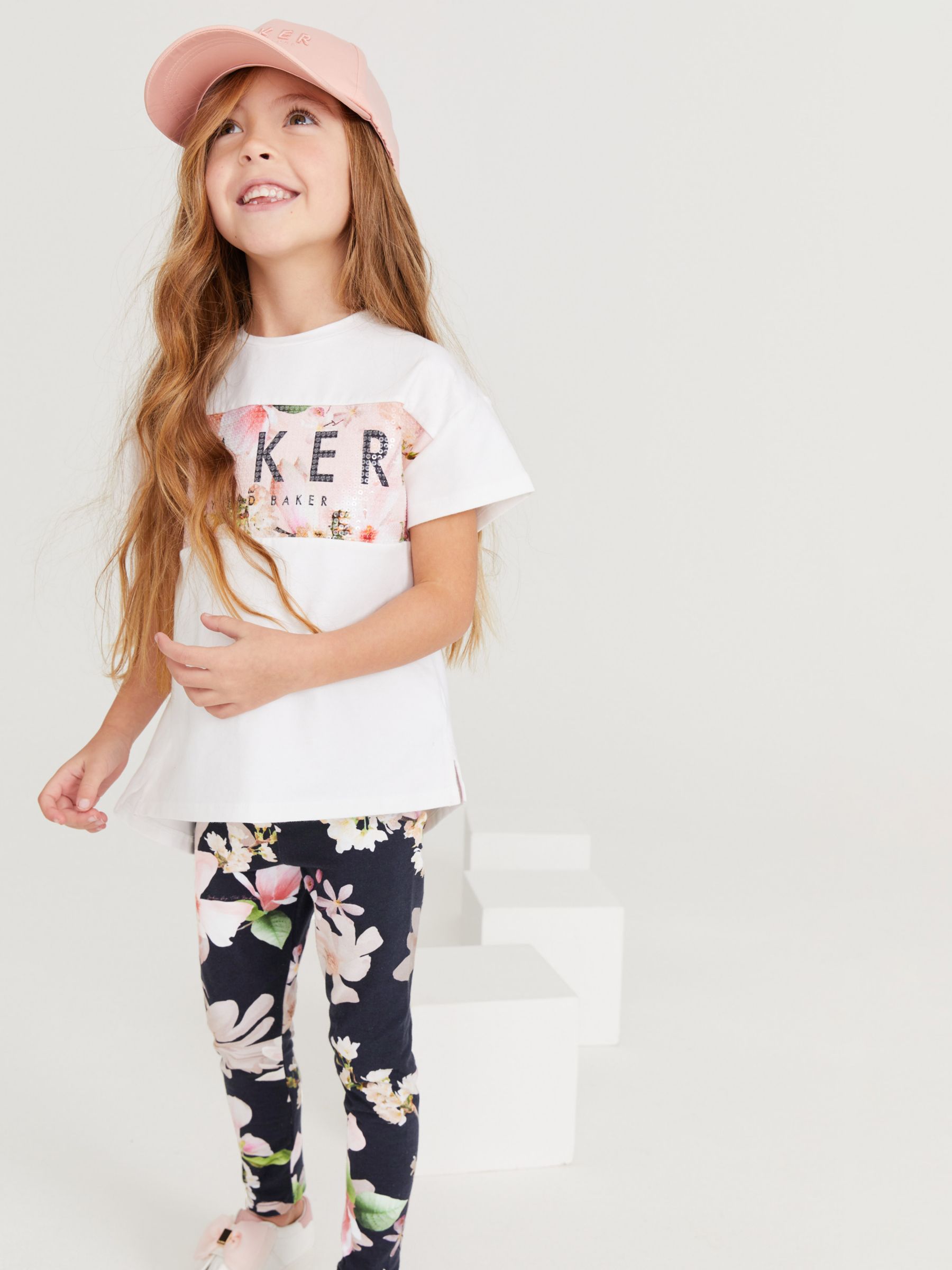 Ted Baker Kids' Floral Logo T-Shirt & Legging Set, Multi, Multi, 4 years