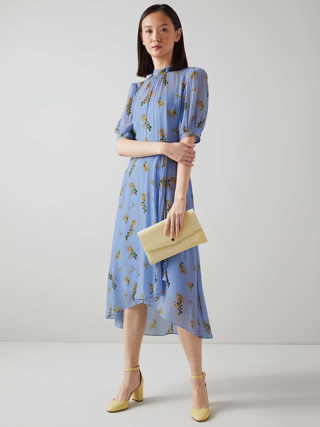 Buy L.K.Bennett Thalia Viscose Midi Dress, Blue/Multi Online at johnlewis.com