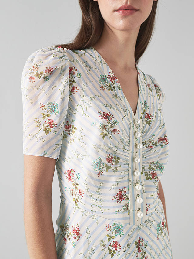 L.K.Bennett Holzer Floral Print Silk Midi Dress, Multi at John Lewis ...