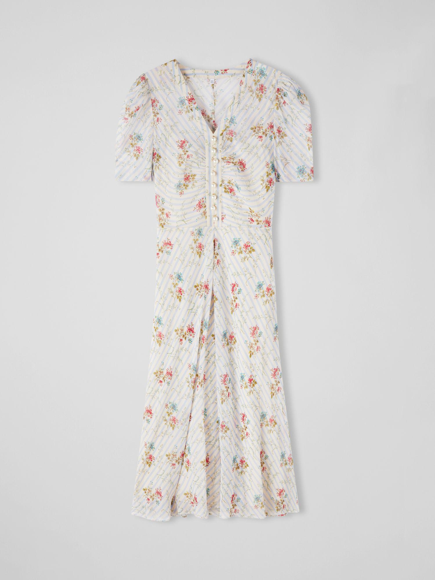 L.K.Bennett Holzer Floral Print Silk Midi Dress, Multi at John Lewis ...