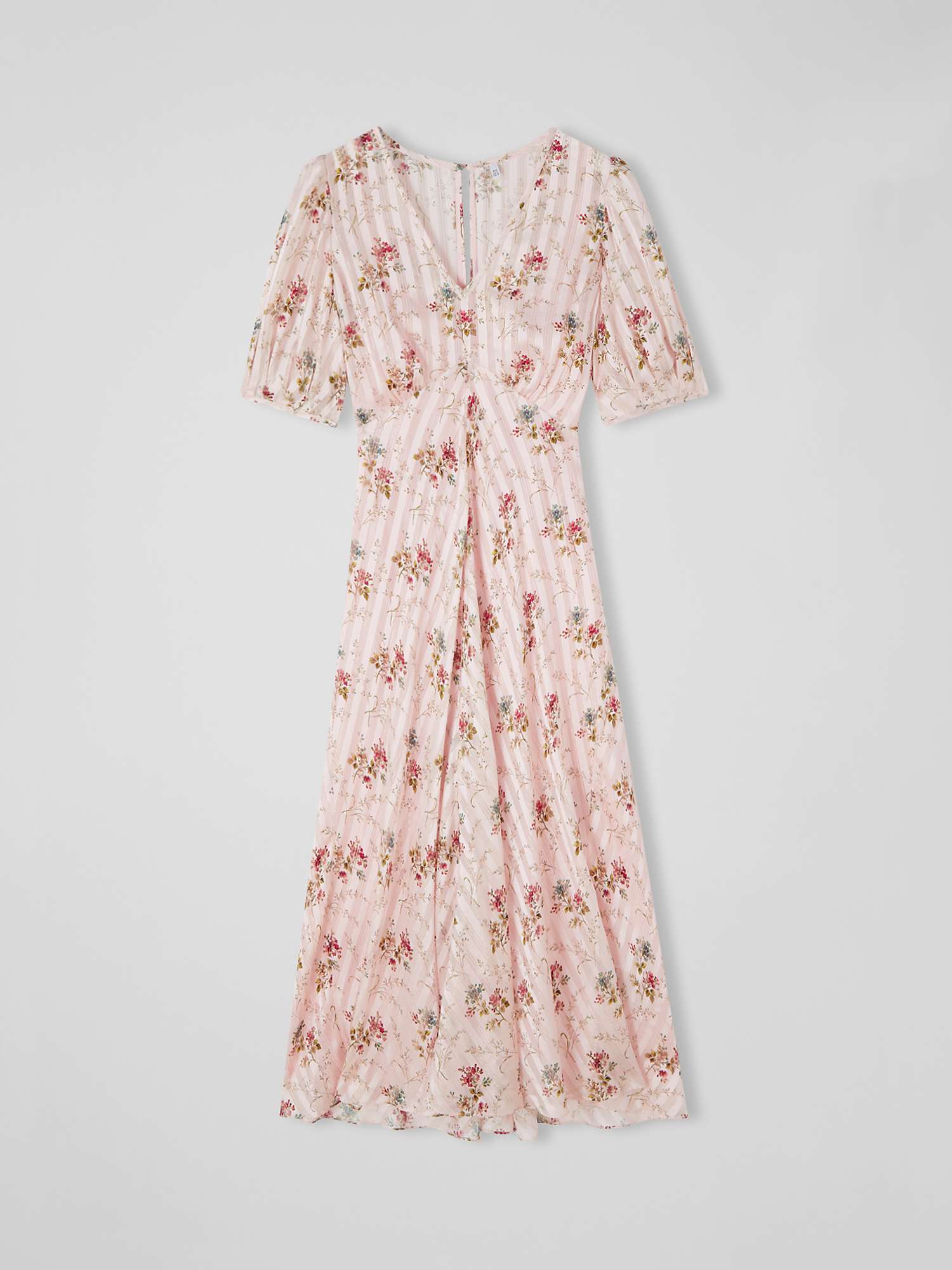 Buy L.K.Bennett Leith Floral and Stripe Silk Rich Midi Dress, Pale Pink/Multi Online at johnlewis.com
