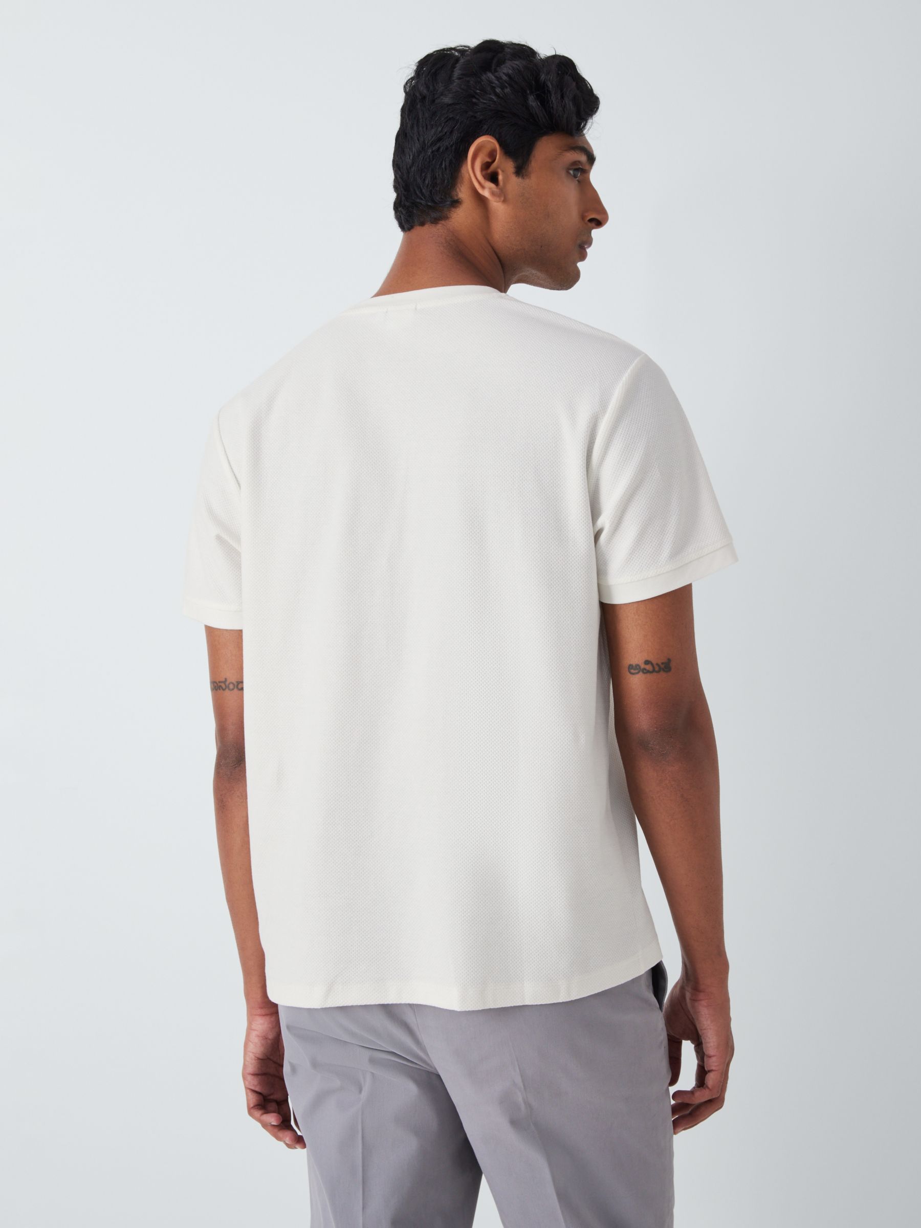 Kin Pique Textured Crew Neck T-Shirt, Ecru at John Lewis & Partners