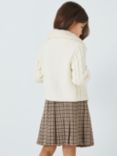 John Lewis Heirloom Collection Kids' Cable Knit Faux Fur Collar Cardigan, Cream