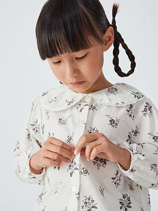 John Lewis Heirloom Collection Kids' Floral Print Cotton Top, Cream
