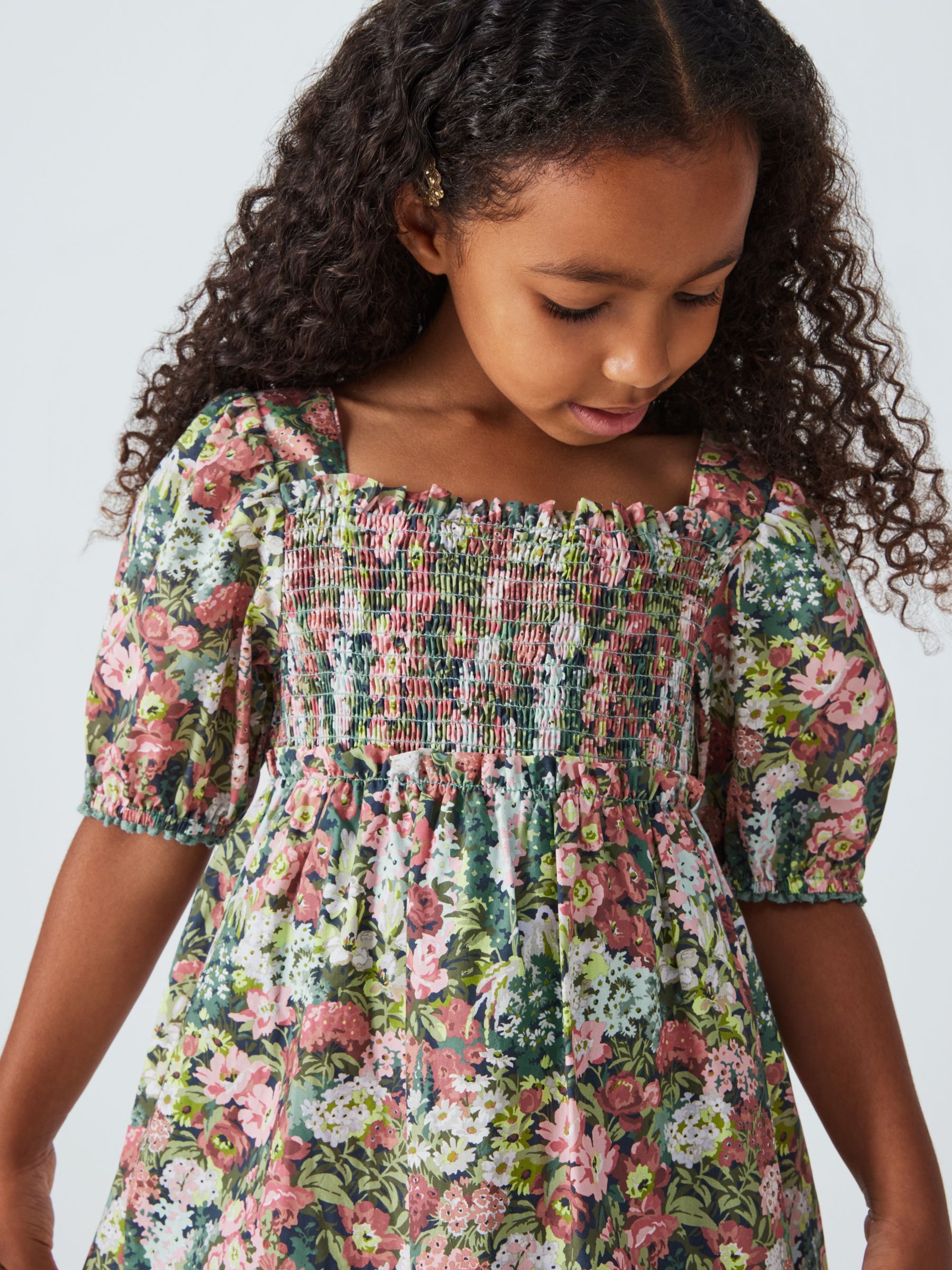 John Lewis Heirloom Collection Kids' Floral Ruffle Dress, Multi, 7 years