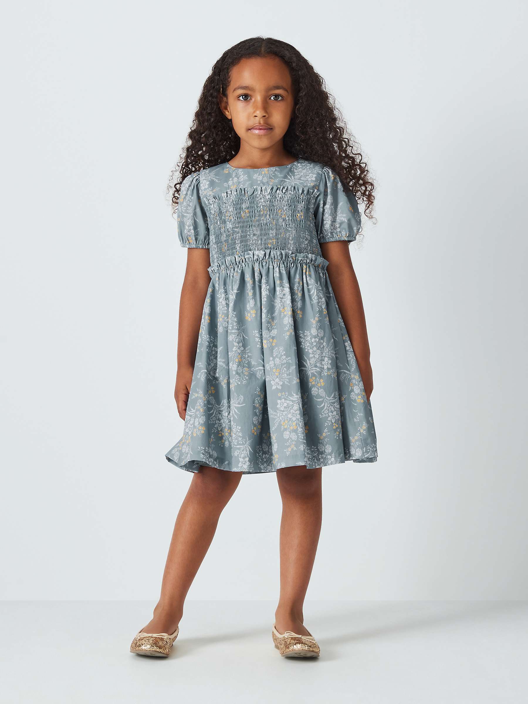 Buy John Lewis Heirloom Collection Kids' Vintage Floral Shirred Dress, Blue Online at johnlewis.com