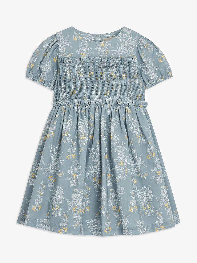 John Lewis Heirloom Collection Kids' Vintage Floral Shirred Dress, Blue