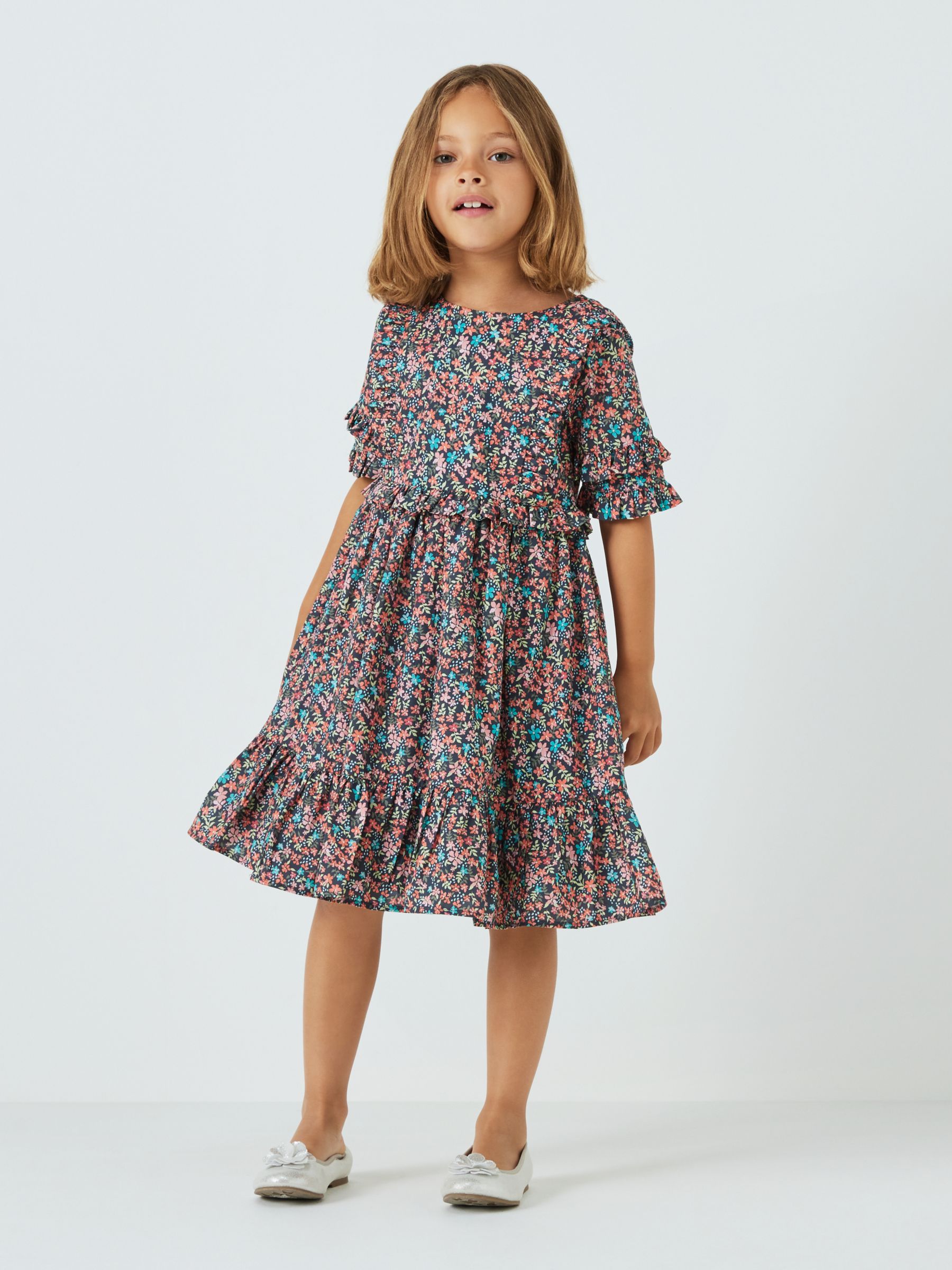 John Lewis Heirloom Collection Kids' Frankie Floral Frill Dress, Multi ...