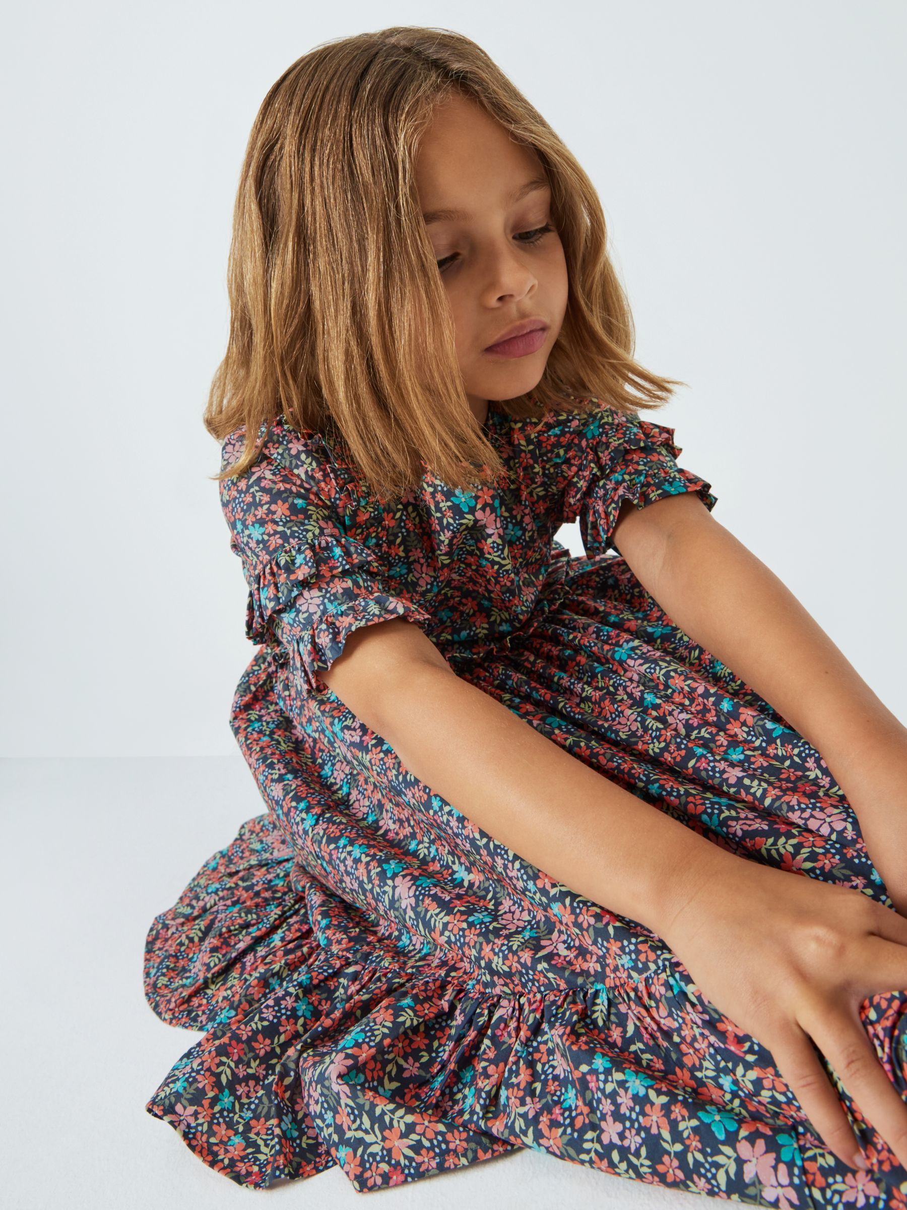 John Lewis Heirloom Collection Kids' Frankie Floral Frill Dress, Multi ...
